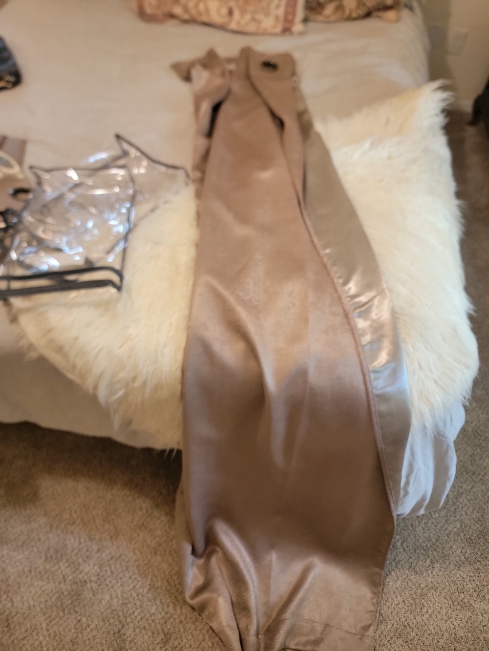 Taupe Satin Curtain Panel - Unbranded